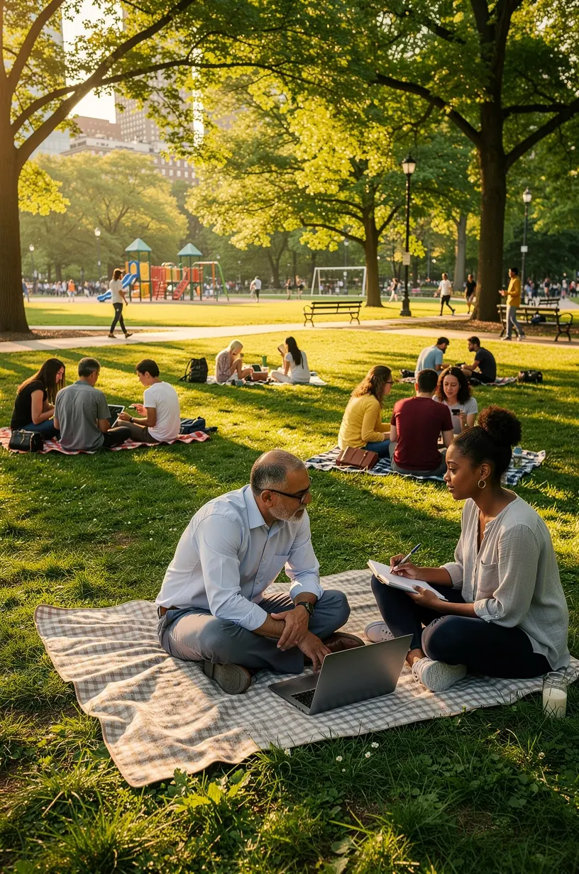 Balanced digital lifestyle tips and tools illustration.